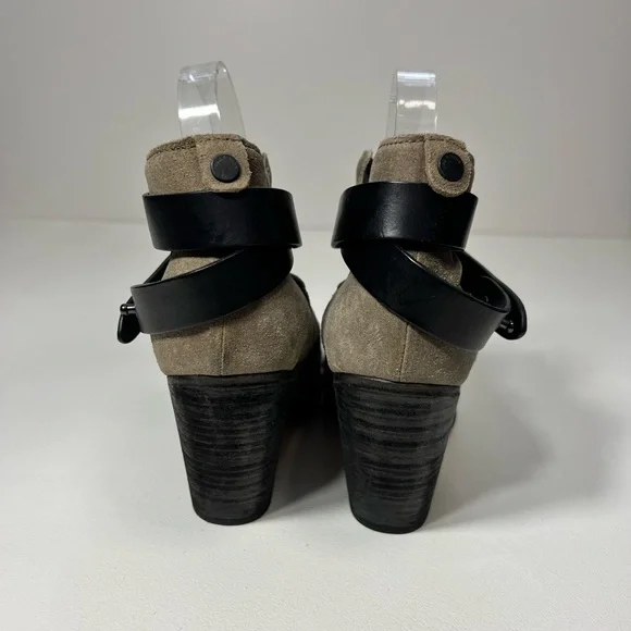 Rag & Bone Harrow Ankle Booties with Strap Suede Wax Coated Leather Size 7.5 - Picture 3 of 11
